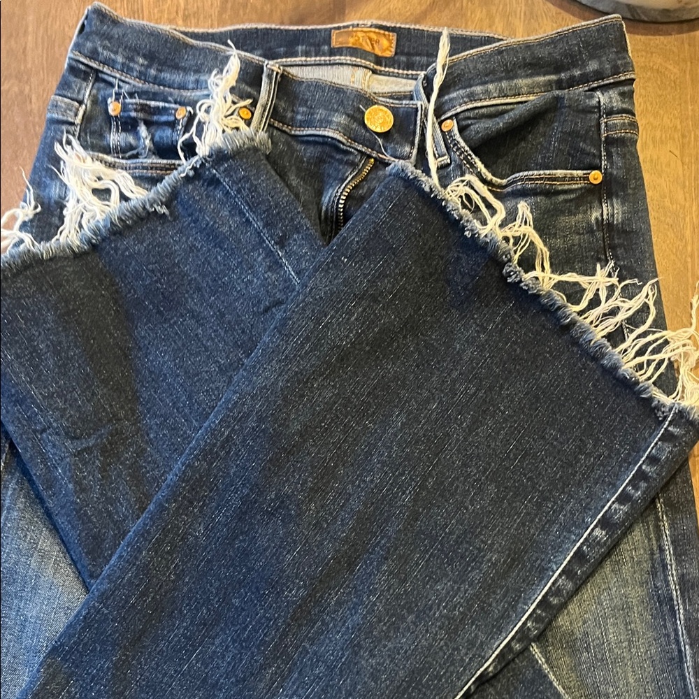 MOTHER Dark Blue Indigo Back-Pocket Jeans - Picture 7 of 8